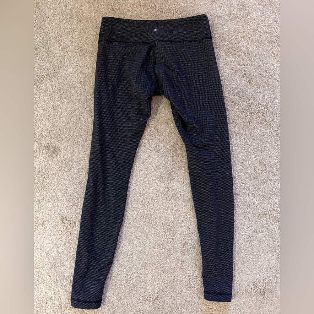 2014 Lululemon Wunder Under Pant Legging Diamond Dot Black White Size 10 - Picture 9 of 10